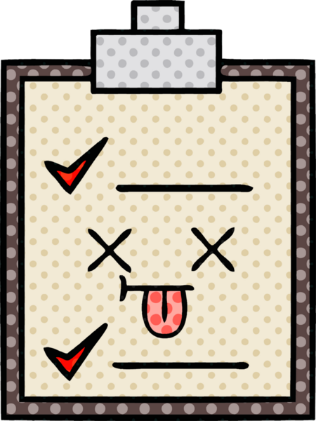 bir insan tarafından çizilmiş kontrol listesinin çizgi roman tarzı karikatürü