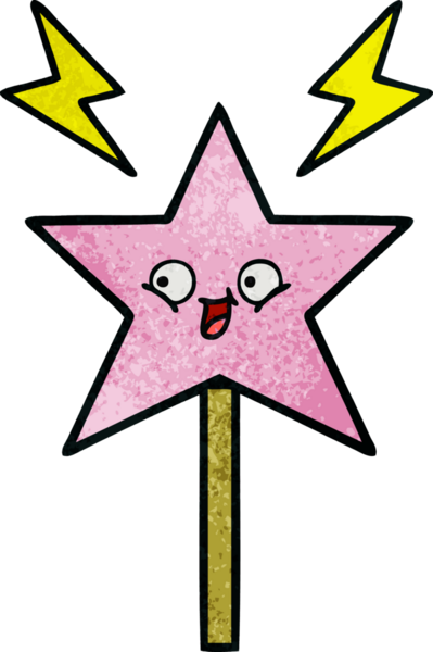 Bir insan tarafından çizilmiş sihirli bir değneğin retro grunge dokusu