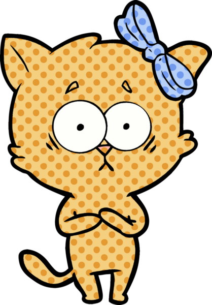 Bir insan tarafından çizilmiş çizgi film kedisi.