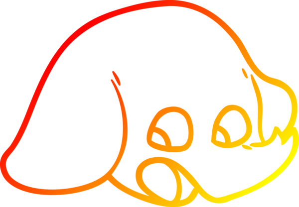 Bir insan tarafından çizilmiş, şok olmuş bir fil suratının sıcak çizgi çizimi