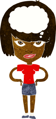 Bir insan tarafından çizilmiş bir çizgi film kadını.