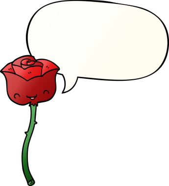 bir insan tarafından çizilmiş yumuşak eğimli konuşma baloncuklu çizgi film gülü