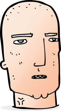 Bir insan tarafından çizilmiş kel, sert adam.