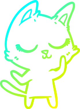 Bir insan tarafından çizilmiş sakin bir çizgi film kedisinin soğuk eğim çizgisi.