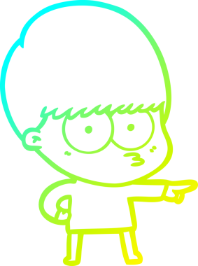 Bir insan tarafından çizilmiş gergin bir çizgi film çocuğu çizimi.