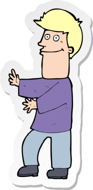 Bir insan tarafından çizilmiş bir karikatür adamın çıkartması.