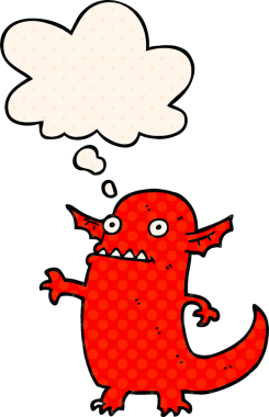 Karikatür cadılar bayramı canavarı. Bir insan tarafından çizilmiş çizgi roman tarzı bir düşünce balonu.