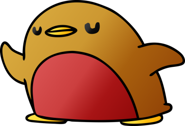 Serbest çizim gradyan çizgi film Şirin kawaii kırmızı robin bir insan tarafından çizildi