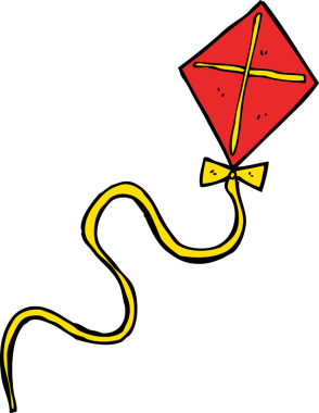 bir insan tarafından çizilmiş uçan bir uçurtma.