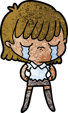 Bir insan tarafından çizilmiş ağlayan çizgi film kadını.