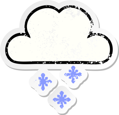 Bir insan tarafından çizilmiş tatlı bir karikatür kar bulutunun sıkıntılı çıkartması