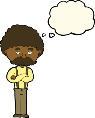 Bir insan tarafından çizilmiş düşünce baloncuğu olan yaşlı bir adam.