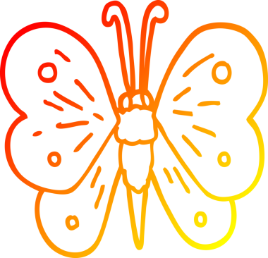 Bir insan tarafından çizilmiş bir kelebeğin sıcak çizgi çizimi