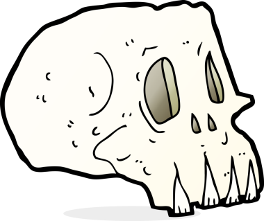 Bir insan tarafından çizilmiş ürkütücü bir kafatası.