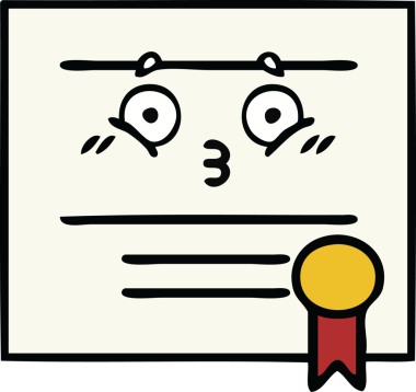 Mezuniyet diplomasının bir insan tarafından çizilmiş şirin bir karikatürü.