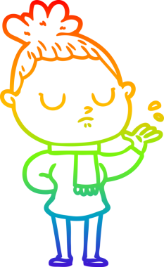 Gökkuşağı gradyan çizgi çizimi bir insan tarafından çizilmiş sakin bir kadın