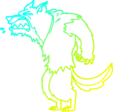 Bir insan tarafından çizilmiş kızgın bir kurt adam çizgi filmi.