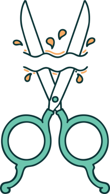 Bir insan tarafından çizilmiş berber makasının ikonik dövme şekli