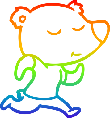 Bir insan tarafından çizilmiş mutlu bir kutup ayısının gökkuşağı gradyanı çizimi