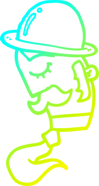 Bir insan tarafından çizilmiş şapkalı bir çizgi film karakteri çizimi.