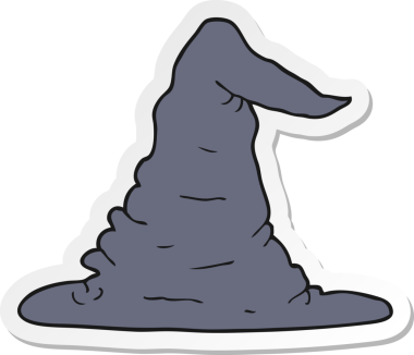 Bir insan tarafından çizilmiş bir cadı şapkasının çıkartması.