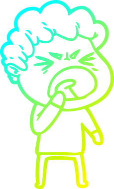 Bir insan tarafından çizilmiş öfkeli bir çizgi film karakteri.