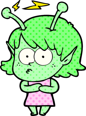 Bir insan tarafından çizilmiş uzaylı kız.