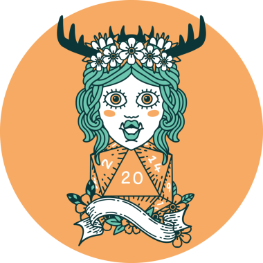 Bir insan tarafından çizilmiş 20 zarlı Ork Druid karakteri simgesi