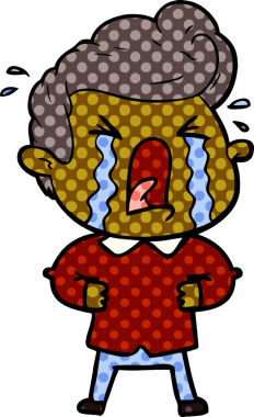 Bir insan tarafından çizilmiş ağlayan bir karikatür.