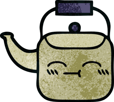 Bir insan tarafından çizilmiş eski grunge desenli bir çaydanlık.