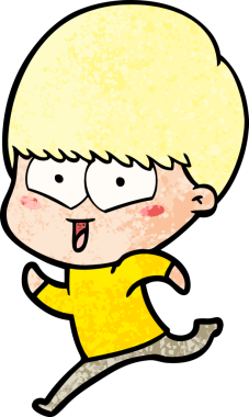 Bir insan tarafından çizilmiş mutlu çocuk çizgi filmi.