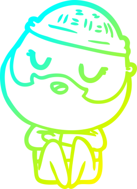 Bir insan tarafından çizilmiş sakallı bir çizgi film karakteri.