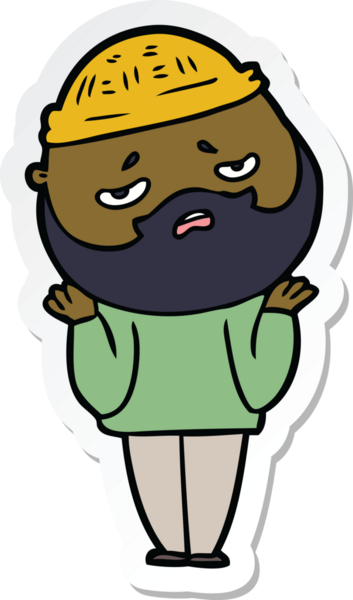 Bir insan tarafından çizilmiş sakallı endişeli bir karikatür çıkartması.