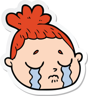 Bir insan tarafından çizilmiş karikatür kadın yüzü çıkartması.