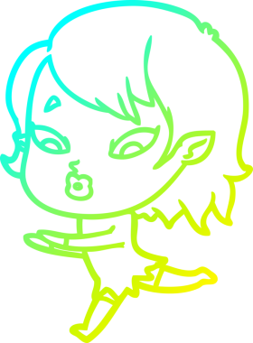 Soğuk gradyan çizgisi, bir insan tarafından çizilmiş şirin bir vampir kız çizgi filmi.