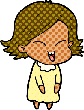 Bir insan tarafından çizilmiş mutlu çizgi film kızı.