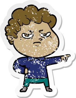 Bir insan tarafından çizilmiş kızgın bir adamın sıkıntılı çıkartması.