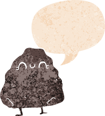 Bir insan tarafından çizilmiş, grunge 'de konuşma baloncuğu olan karikatür rock' ı.