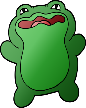 Bir insan tarafından çizilmiş komik karikatür kurbağası.