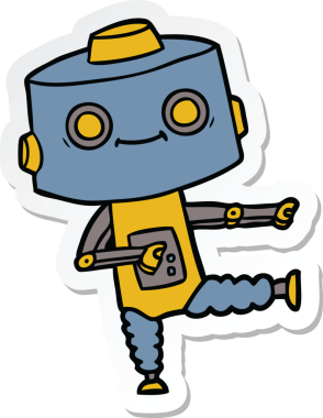 Bir insan tarafından çizilmiş robot karikatür çıkartması.