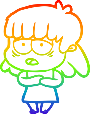 gökkuşağı gradyan çizgi çizimi bir insan tarafından çizilmiş yorgun bir kadın