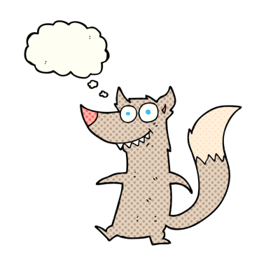 Serbest çizim düşünce balonu çizgi filmi küçük kurt bir insan tarafından çizilmiş.