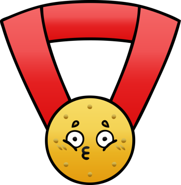 Bir insan tarafından çizilmiş altın madalyanın gölgelenmiş karikatürü.