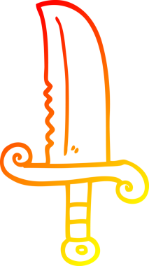 Bir insan tarafından çizilmiş mücevherli bir kılıcın çizgi çizimi.