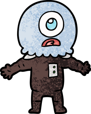 Çizgi film Tepegöz uzaylı uzay adamı bir insan tarafından çizildi.