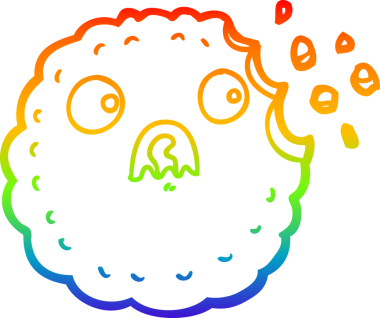 Gökkuşağı gradyan çizgisi bir insan tarafından çizilmiş korkmuş kurabiye karikatürü