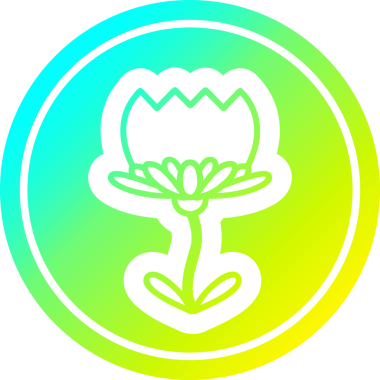 Bir insan tarafından çizilmiş nilüfer çiçeği dairesel ikonu