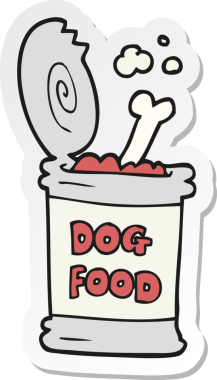 Bir insan tarafından çizilmiş köpek mamasının çıkartması.