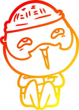 Bir insan tarafından çizilmiş mutlu sakallı bir adamın çizgi çizimi.