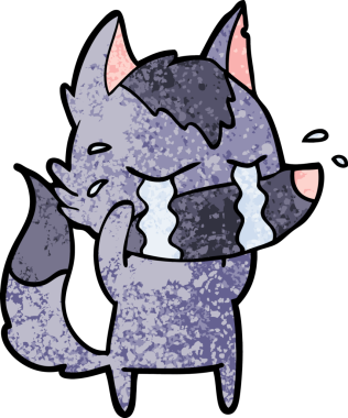 Bir insan tarafından çizilmiş ağlayan kurt çizgi filmi.